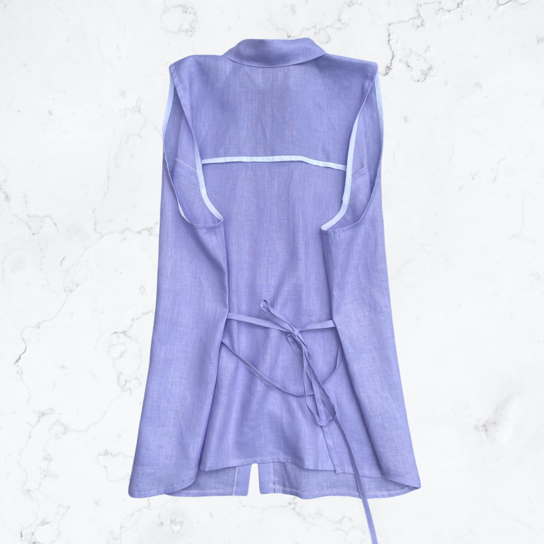 Purple Oversized Linen sleeveless Shirt