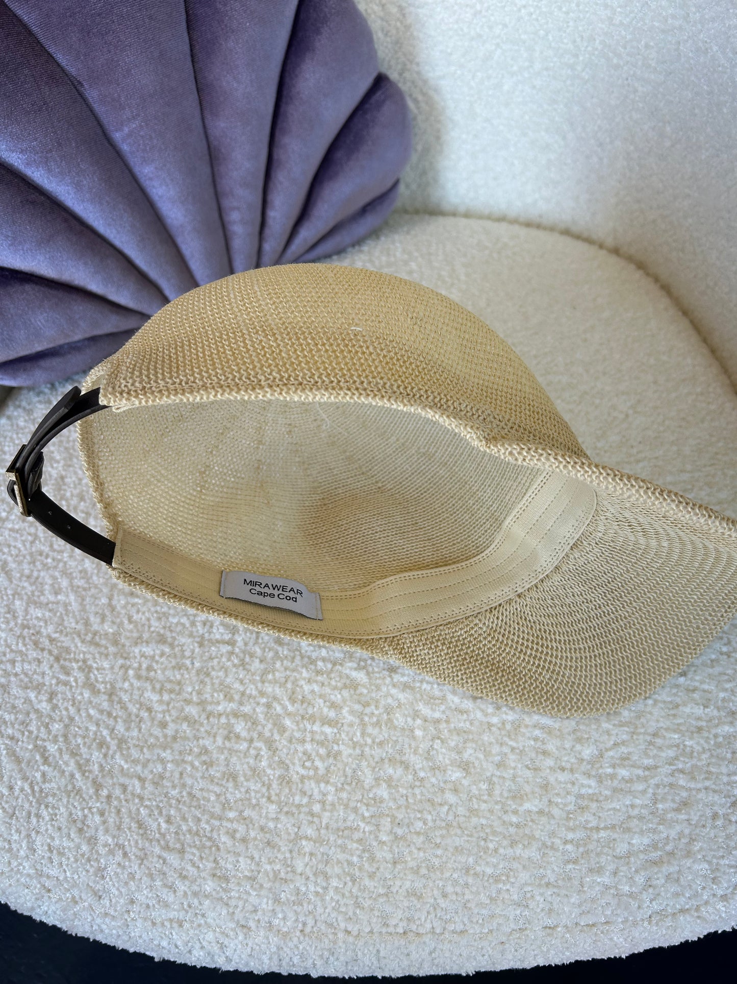 Straw Baseball Hat with Hydrangea Embroidery
