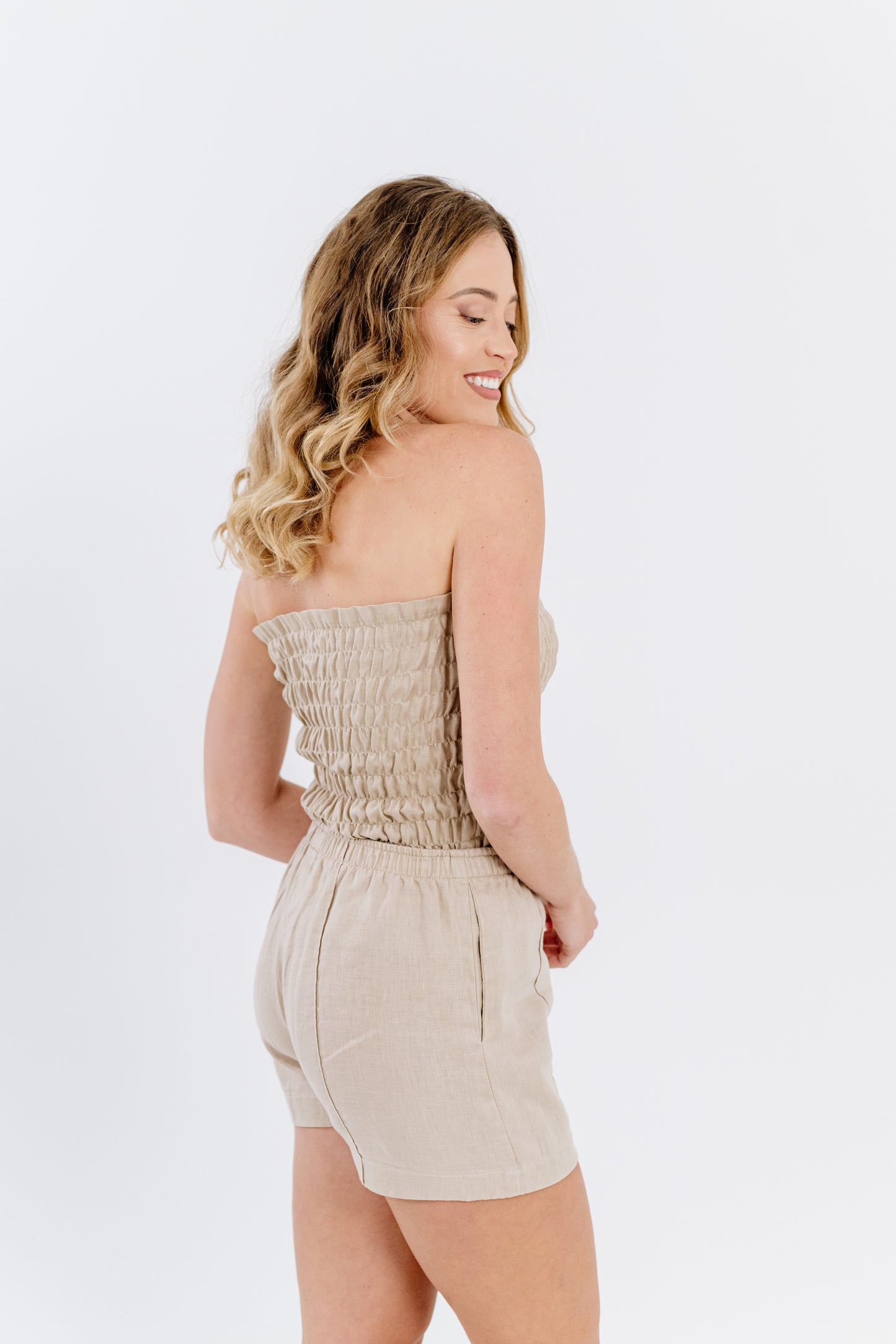 Sand Beige Upscale Linen Shorts