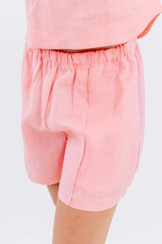 Salmon Upscale Linen Shorts