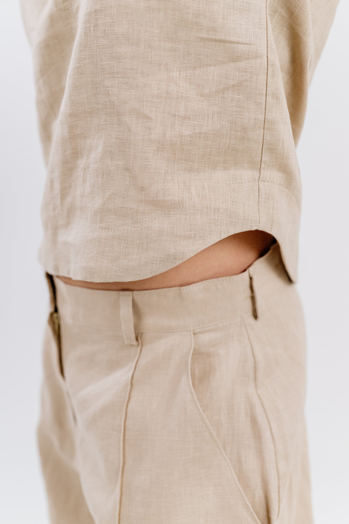 Sand Beige Linen Trousers