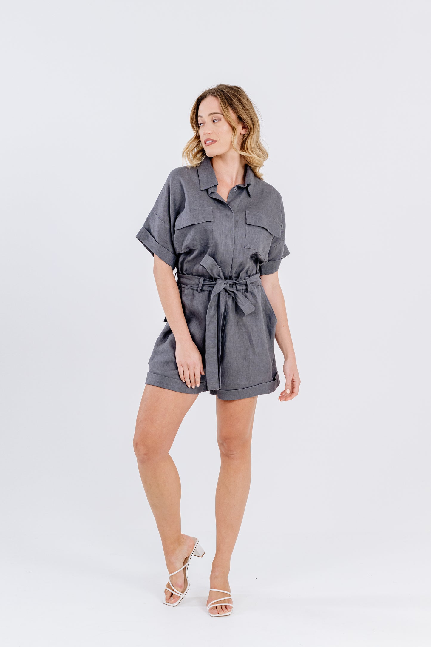 Graffiti Grey Linen Jumpsuit