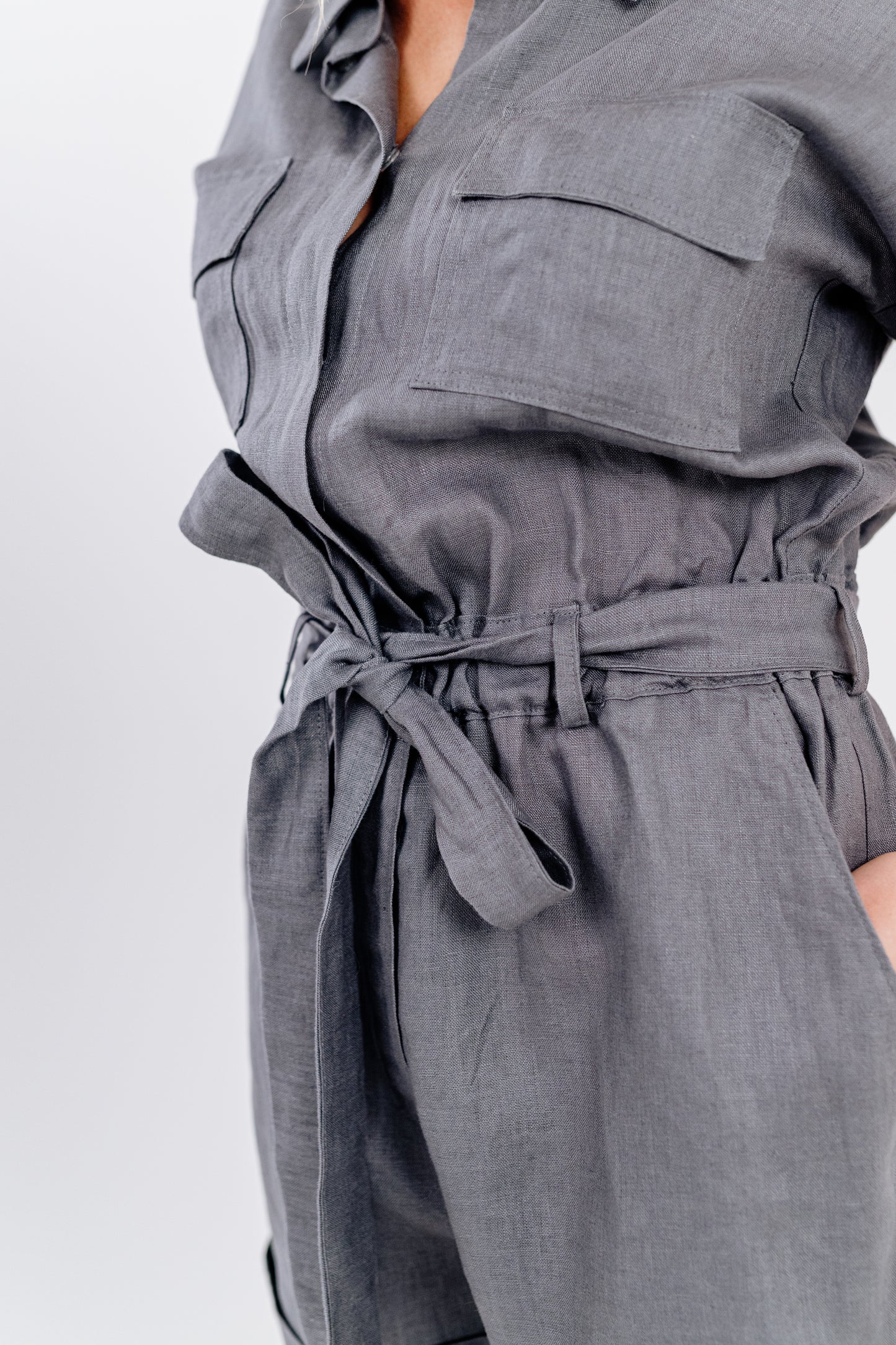 Graffiti Grey Linen Jumpsuit