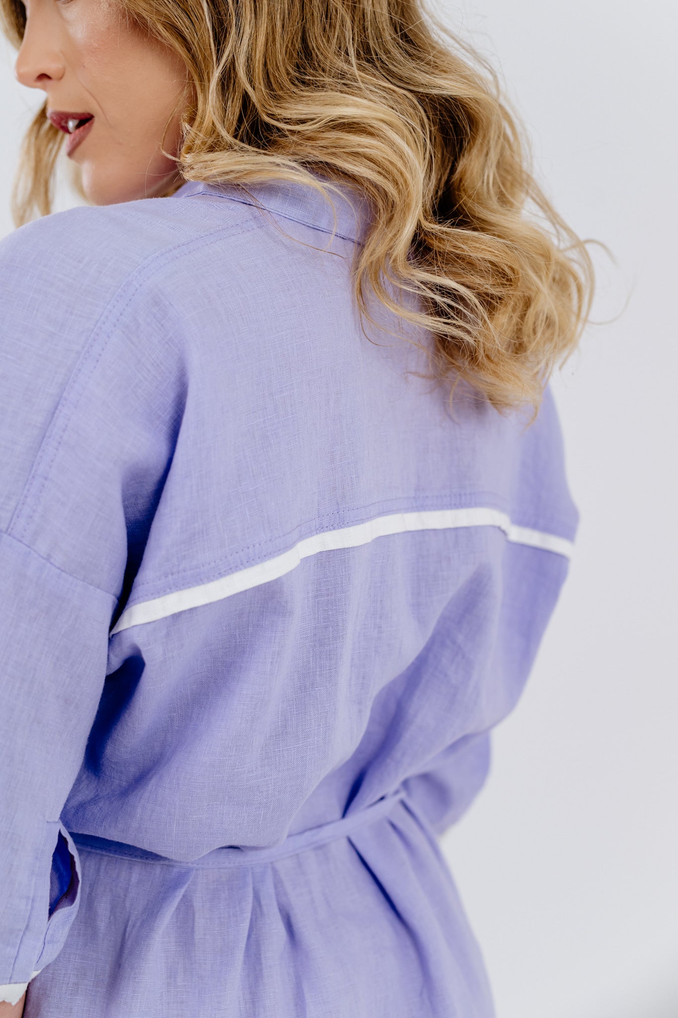 MW Button Down Linen Dress in Lilac