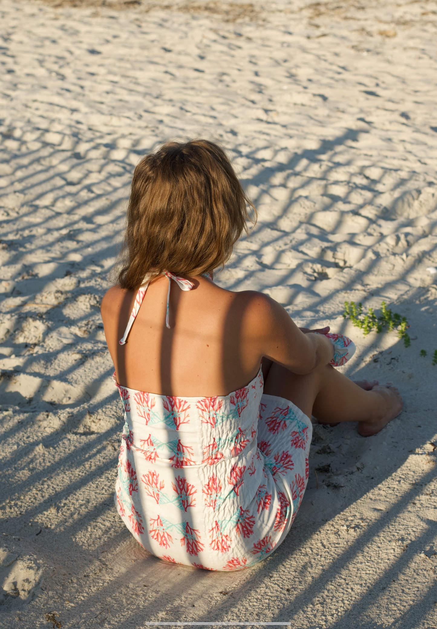 Hot pink and Blue coral print scrunchie dress
