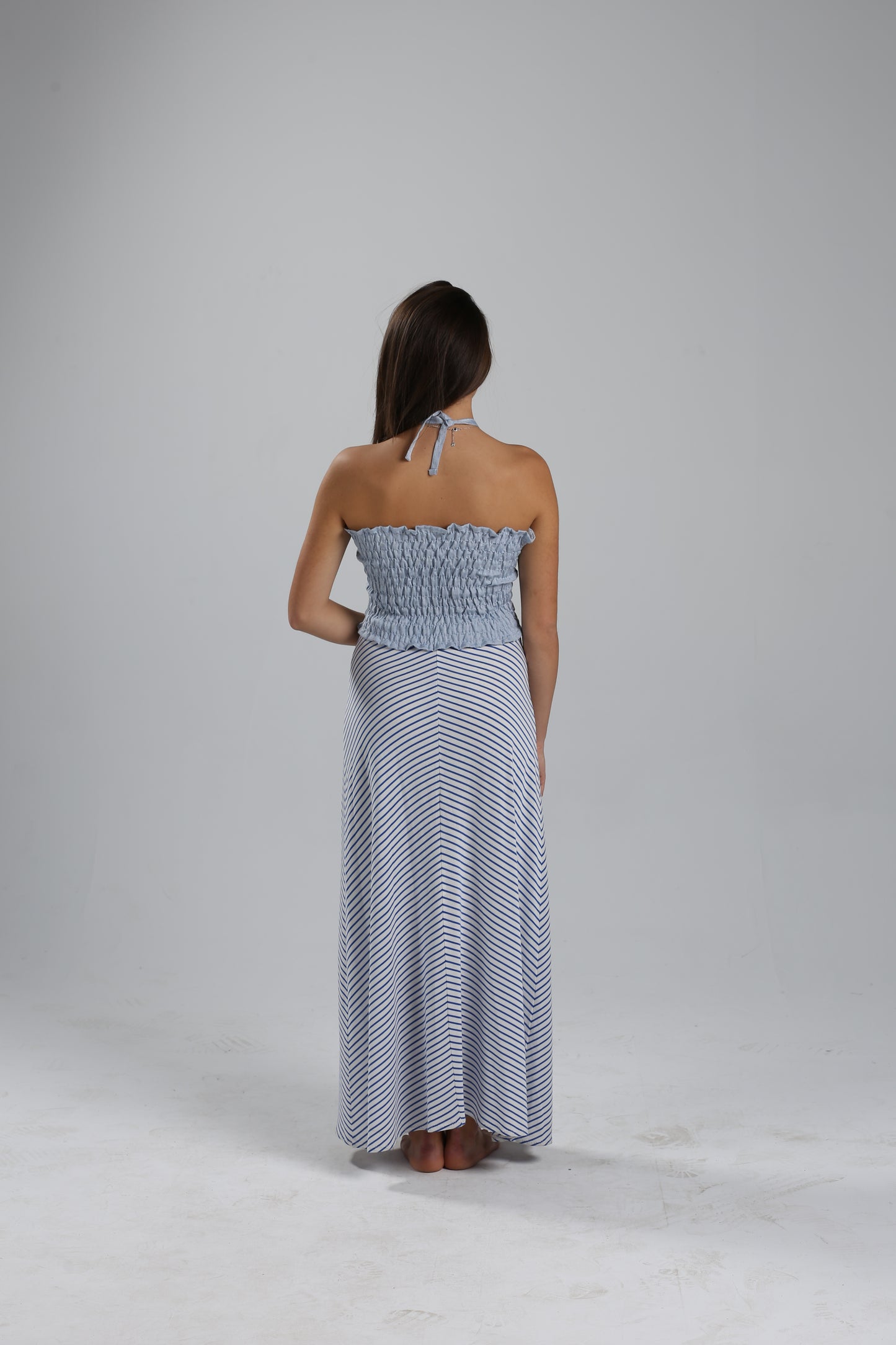 Blue&White Nautical Stripes Maxi Skirt