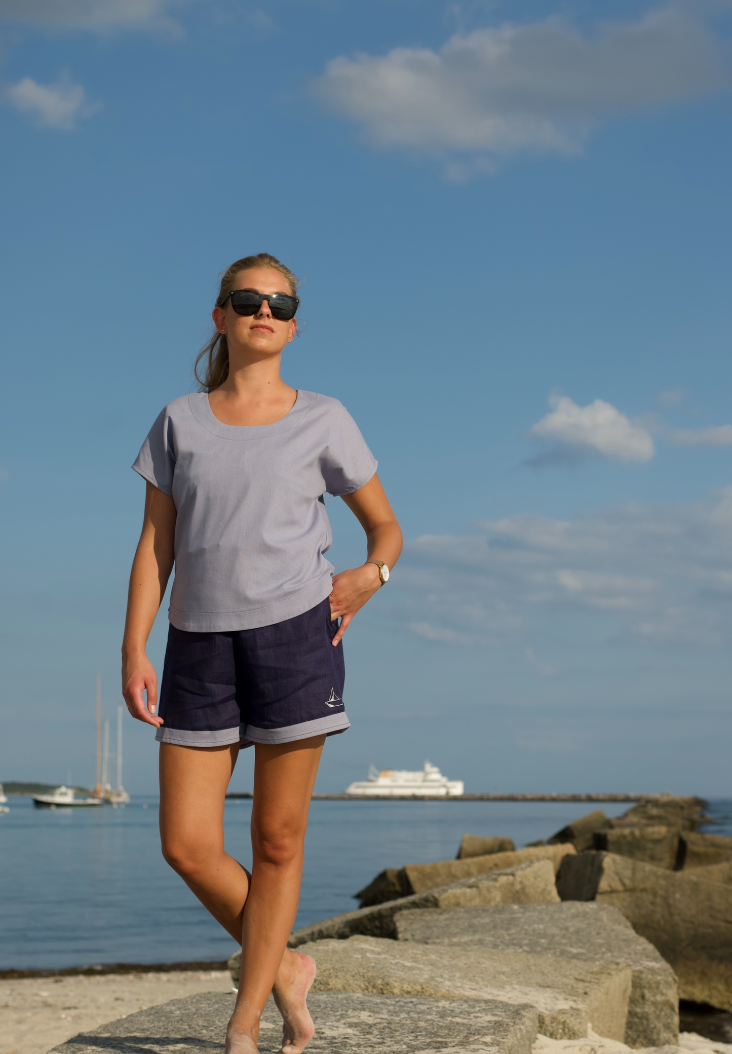 Lavender short sleeve linen shirt