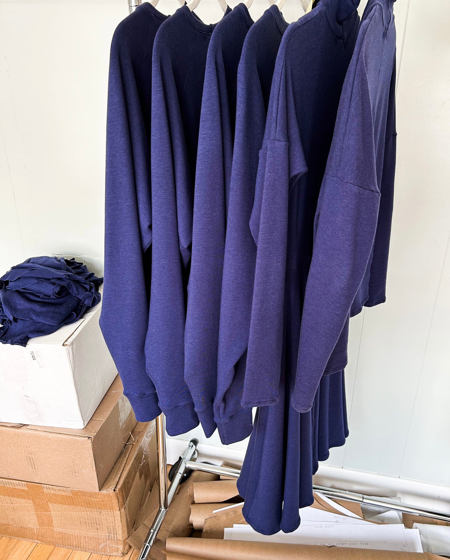 Navy Blue Sweater with Wave Hand Embroidery
