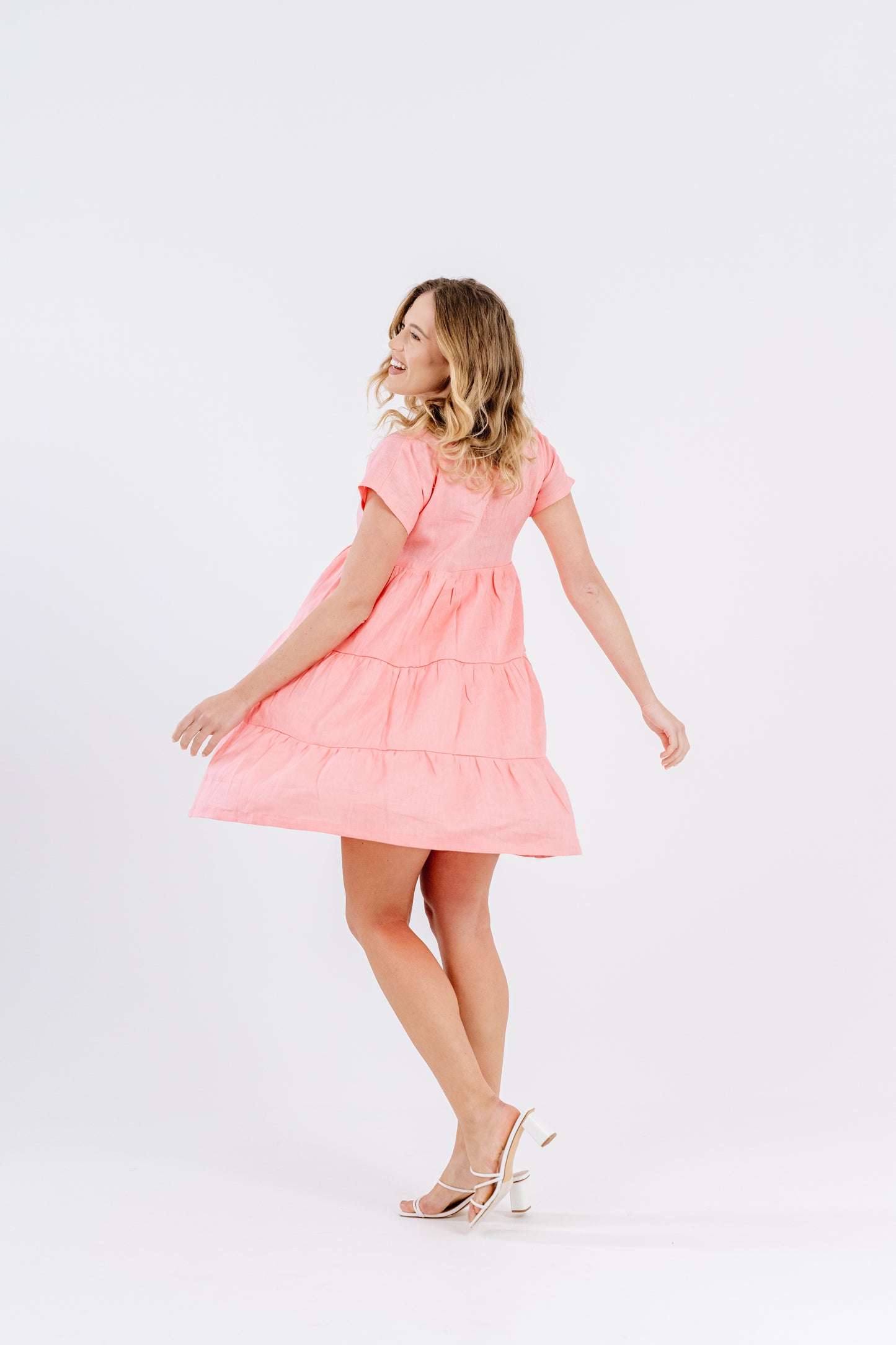 Salmon Linen Bell Dress