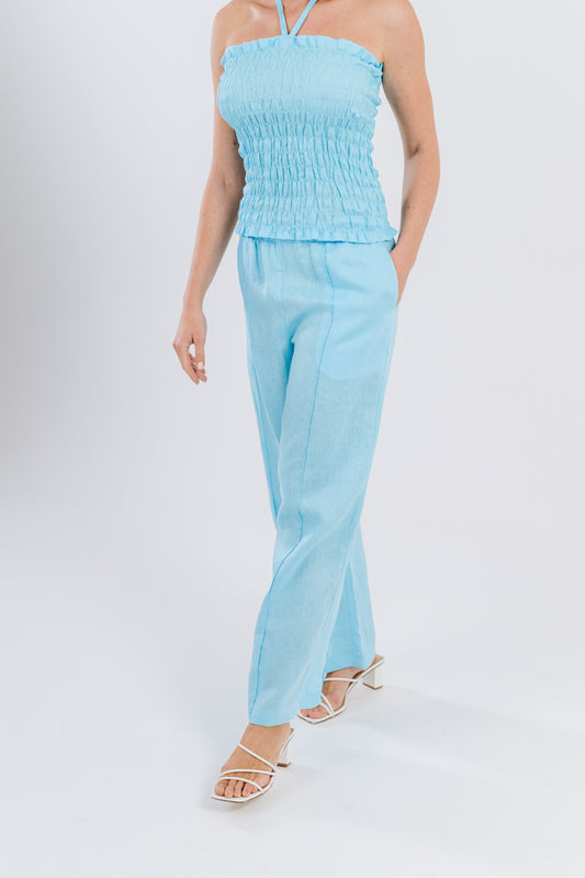 Laguna Blue Linen Pants