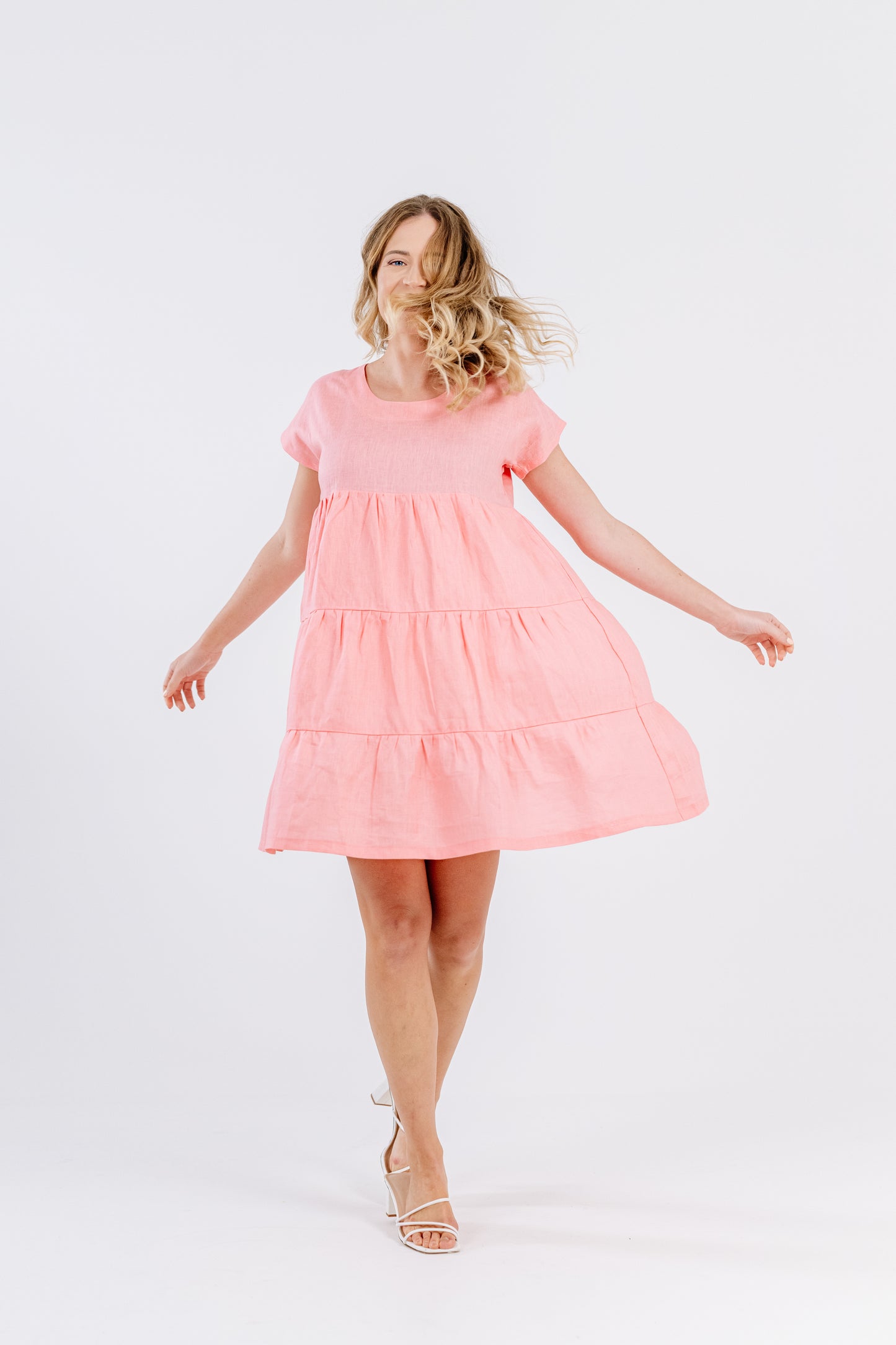 Salmon Linen Bell Dress