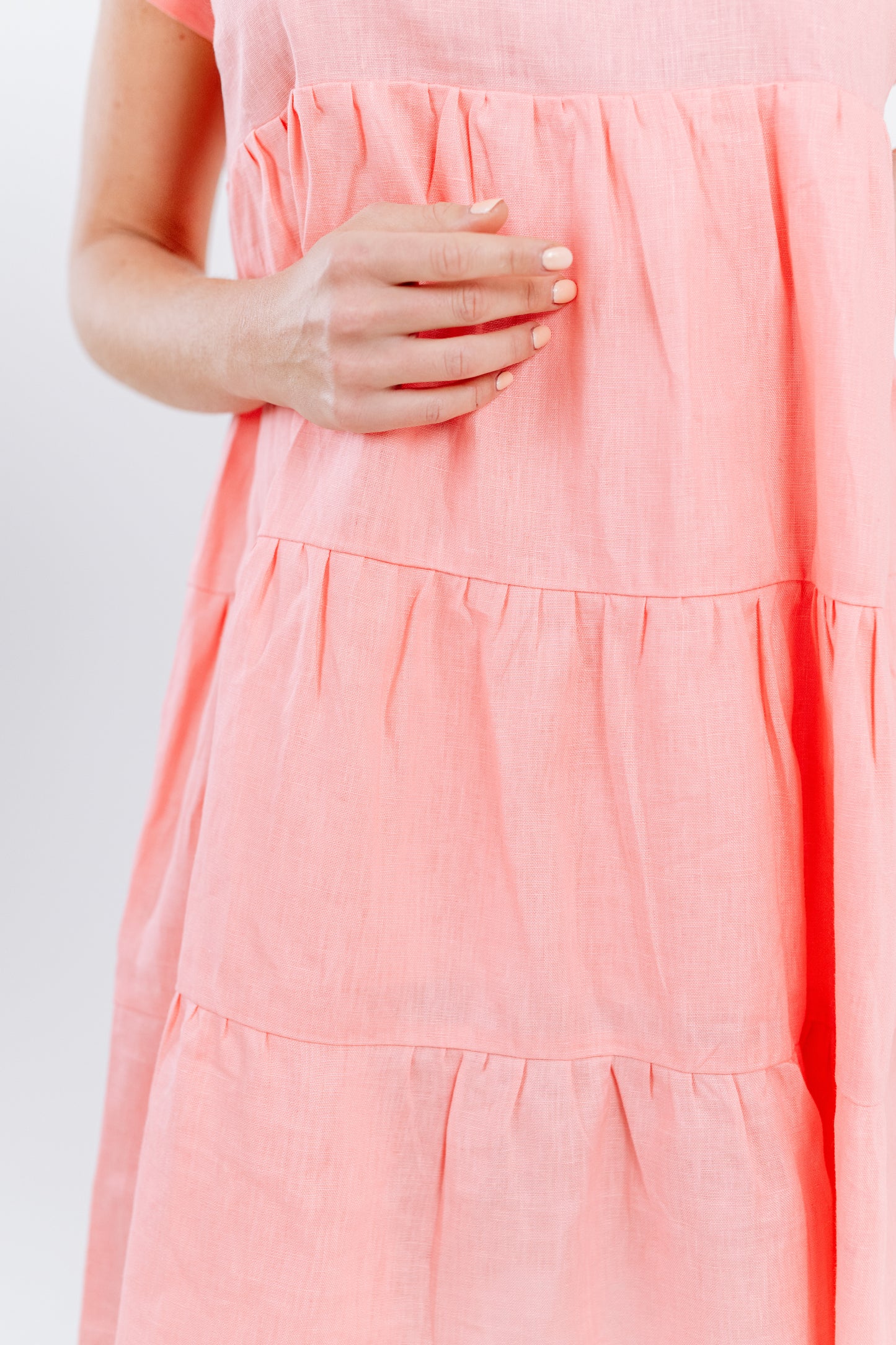 Salmon Linen Bell Dress