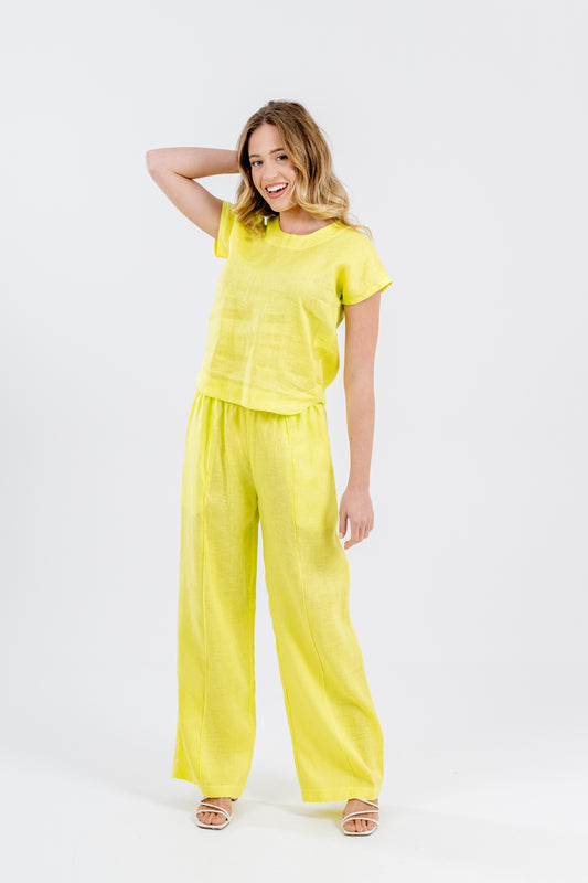 Neon Yellow Linen Pants