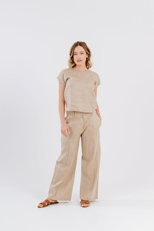 Sand Beige Linen Trousers